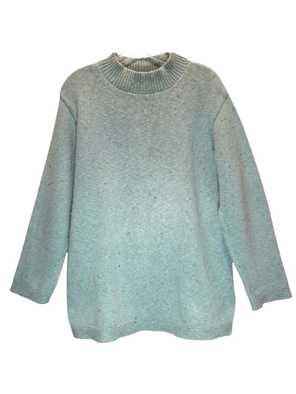 VTG Willow Light Teal Relaxed Fit Cotton Mock Turtleneck Sweater - Medium